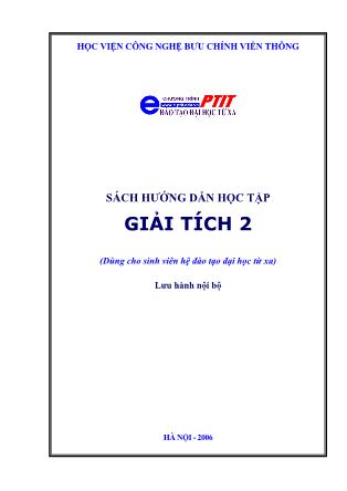 Giáo trình Giải tích 2 (Phần 1)