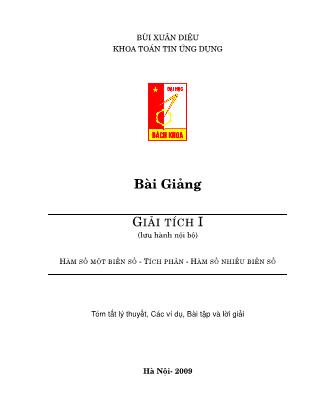 Giáo trình Giải tích I