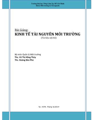 Giáo trình Kinh tế tài nguyên môi trường