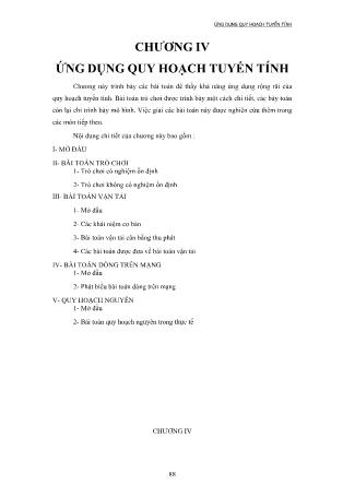 Giáo trình Lý thuyết cơ bản về quy hoạch tuyến tính - Chương 4: Ứng dụng quy hoạch tuyến tính