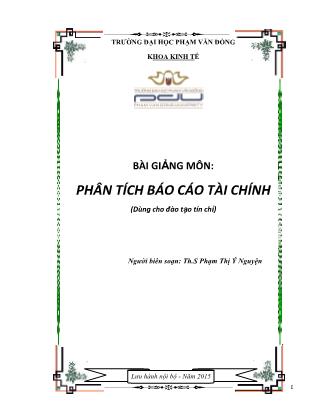 Giáo trình môn Phân tích báo cáo tài chính