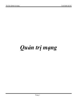 Giáo trình môn Quản trị mạng (Bản đẹp)