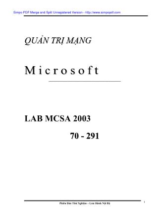 Giáo trình môn Quản trị mạng Microsoft