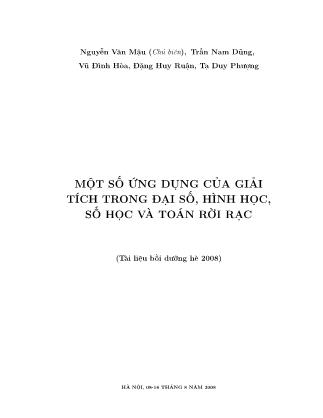 Giáo trình Một số ứng dụng của giải tích trong đại số, hình học, số học và toán rời rạc