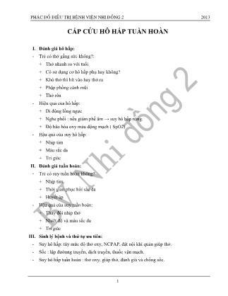 Giáo trình Phác đồ điều trị bệnh viện nhi đồng 2 - Chương 2: Cấp cứu hô hấp tuần hoàn