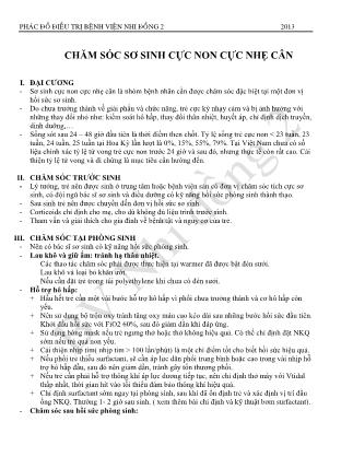 Giáo trình Phác đồ điều trị bệnh viện nhi đồng 2 - Chương 3: Chăm sóc sơ sinh cực non cực nhẹ cân