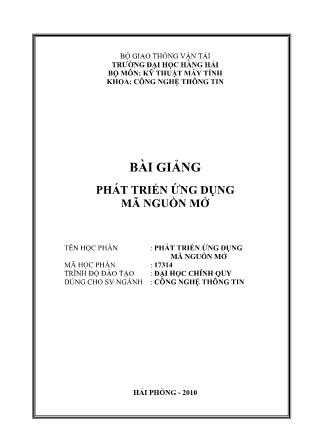 Giáo trình Phát triển ứng dụng mã nguồn mở (Phần 1)