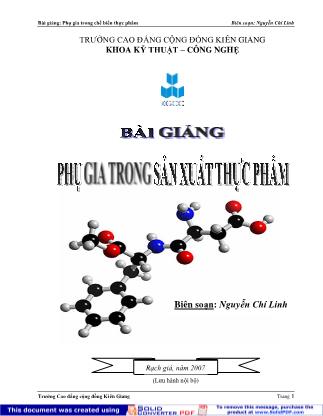 Giáo trình Phụ gia trong sản xuất thực phẩm