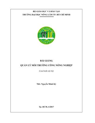 Giáo trình Quản lý môi trường công nông nghiệp