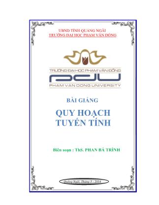 Giáo trình Quy hoạch tuyến tính