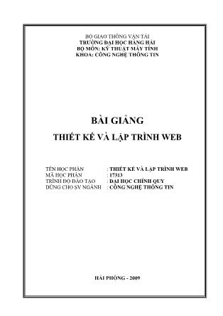 Giáo trình Thiết kế và lập trình Web (Phần 1)