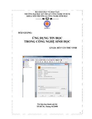 Giáo trình Ứng dụng tin học trong công nghệ sinh học