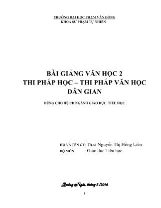 Giáo trình Văn học 2 - Thi pháp học, thi pháp văn học dân gian