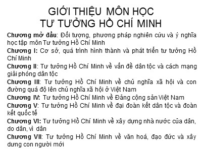 Giới thiệu môn học tư tưởng Hồ Chí Minh