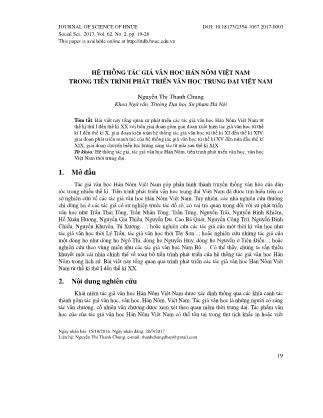 Hệ thống tác giả văn học Hán Nôm Việt Nam trong tiến trình phát triển văn học Trung đại Việt Nam