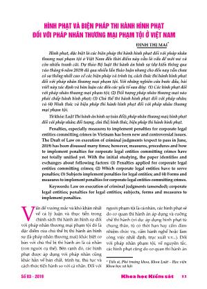 Hình phạt và biện pháp thi hành hình phạt đối với pháp nhân thương mại phạm tội ở Việt Nam