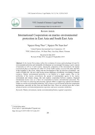 Hợp tác quốc tế về bảo vệ môi trường biển trong khu vực Đông Á và Đông Nam Á