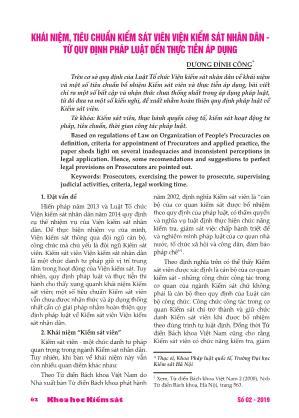 Khái niệm, tiêu chuẩn kiểm sát viên viện kiểm sát nhân dân - Từ quy định pháp luật đến thực tiễn áp dụng