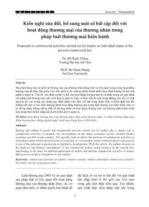 Kiến nghị sửa đổi, bổ sung một số bất cập đối với hoạt động thương mại của thương nhân trong pháp luật thương mại hiện hành