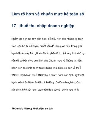 Làm rõ hơn về chuẩn mực kế toán số 17 - Thuế thu nhập doanh nghiệp