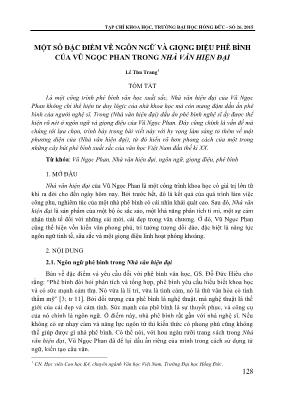 Một số đặc điểm về ngôn ngữ và giọng điệu phê bình của Vũ Ngọc Phan trong nhà văn hiện đại