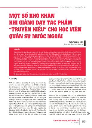 Một số khó khăn khi giảng dạy tác phẩm “Truyện Kiều” cho học viên quân sự nước ngoài