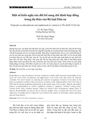 Một số kiến nghị sửa đổi bổ sung chế định hợp đồng trong dự thảo của Bộ luật Dân sự