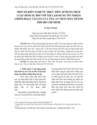 Một số kiến nghị từ thực tiễn áp dụng pháp luật hình sự đối với tội lạm dụng tín nhiệm chiếm đoạt tài sản của tòa án nhân dân thành phố Hồ Chí Minh