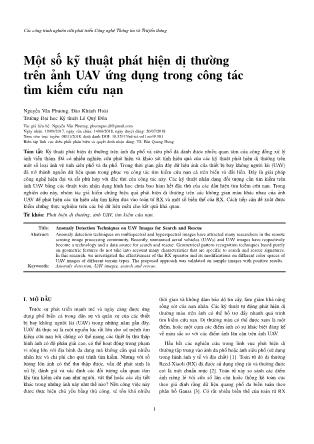 Một số kỹ thuật phát hiện dị thường trên ảnh UAV ứng dụng trong công tác tìm kiếm cứu nạn