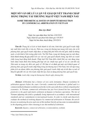 Một số vấn đề lý luận về giải quyết tranh chấp bằng trọng tài thương mại ở Việt Nam hiện nay