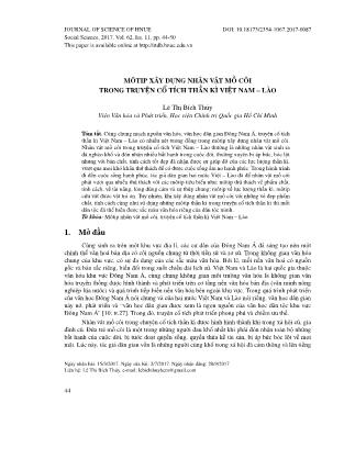 Môtip xây dựng nhân vật mồ côi trong truyện cổ tích thần kì Việt Nam – Lào