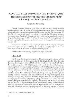 Nâng cao chất lượng đáp ứng dịch vụ (QOS) trong cung cấp tài nguyên với giải pháp kỹ thuật ngăn chặn bế tắc