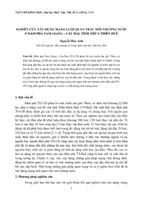 Nghiên cứu xây dựng mạng lưới quan trắc môi trường nước ở đầm phá Tam Giang – Cầu Hai, tỉnh Thừa Thiên Huế