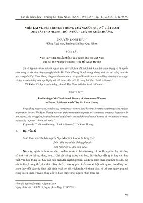 Nhìn lại vẻ đẹp truyền thống của người phụ nữ Việt Nam qua bài thơ “Bánh trôi nước” của Hồ Xuân Hương