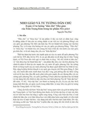 Nho giáo và tư tưởng dân chủ (Luận về tư tưởng “dân chủ” Nho giáo của Trần Kim Trọng trong tác phẩm Nho giáo)