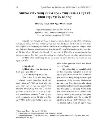 Những kiến nghị nhằm hoàn thiện pháp luật về khởi kiện vụ án dân sự