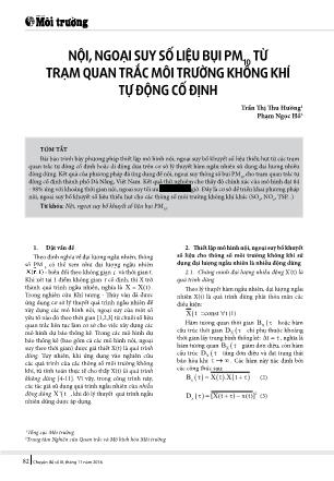 Nội, ngoại suy số liệu bụi PM10 từ trạm quan trắc môi trường không khí tự động cố định