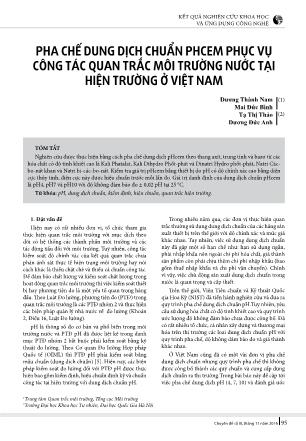 Pha chế dung dịch chuẩn phcem phục vụ công tác quan trắc môi trường nước tại hiện trường ở Việt Nam