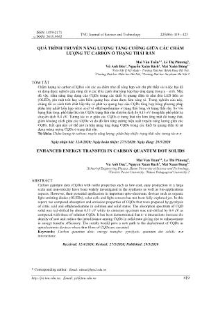 Quá trình truyền năng lượng tăng cường giữa các chấm lượng tử carbon ở trạng thái rắn