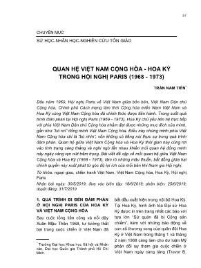 Quan hệ Việt Nam cộng hòa - Hoa Kỳ trong hội nghị Paris (1968 - 1973)