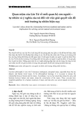 Quan niệm của Lão Tử về mối quan hệ con người – tự nhiên và ý nghĩa của nó đối với việc giải quyết vấn đề môi trường tự nhiên hiện nay