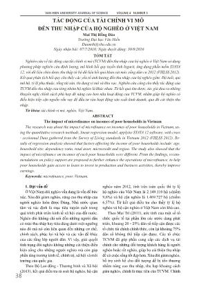 Tác động của tài chính vi mô đến thu nhập của hộ nghèo ở Việt Nam
