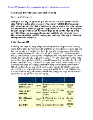 Tài liệu Host - Based IDS và Network - Based IDS (Phần 1)