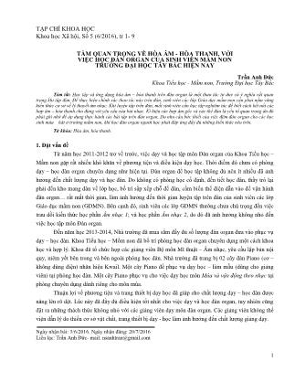 Tầm quan trọng về hòa âm - hòa thanh, với việc học đàn organ của sinh viên mầm non trường Đại học Tây Bắc hiện nay