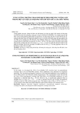 Tăng cường trường trao đổi dịch theo phương vuông góc trong hệ vật liệu [Co/Pd]/IrMn với lớp xen giữa cofe siêu mỏng