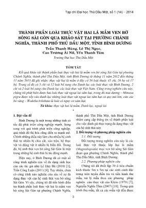 Thành phần loài thực vật hai lá mầm ven bờ sông Sài Gòn qua khảo sát tại phường Chánh Nghĩa, thành phố Thủ Dầu Một, tỉnh Bình Dương