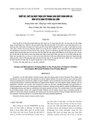 Thiết kế, chế tạo máy trộn sấy trong sản xuất phân hữu cơ, hữu cơ vi sinh từ phân gia cầm