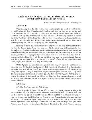 Thiết kế và biên tập atlas địa lí tỉnh Thái Nguyên dùng để dạy học địa lí địa phương