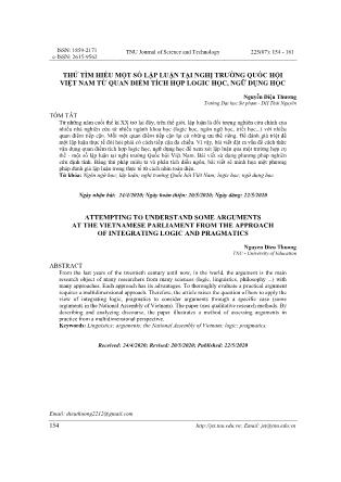 Thử tìm hiểu một số lập luận tại nghị trường quốc hội Việt Nam từ quan điểm tích hợp logic học, ngữ dụng học