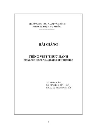 Tiếng Việt thực hành dùng cho hệ Cao đẳng ngành giáo dục Tiểu học